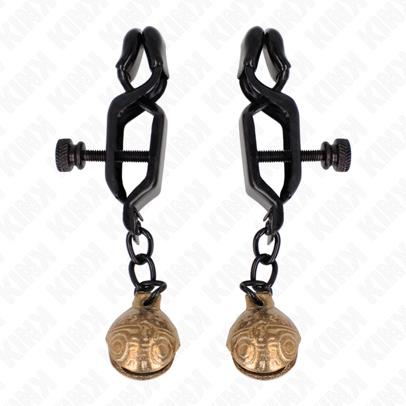 KINK - MORSETTI PER CAPEZZOLI STILE BELL JAW NERO 7 CM - KINK COLLAR & GAG | Lingerie Harness Boutique