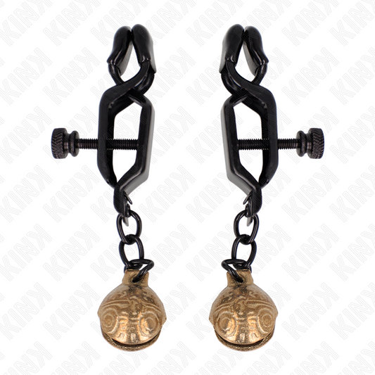 KINK - MORSETTI PER CAPEZZOLI STILE BELL JAW NERO 7 CM - KINK COLLAR & GAG | Lingerie Harness Boutique