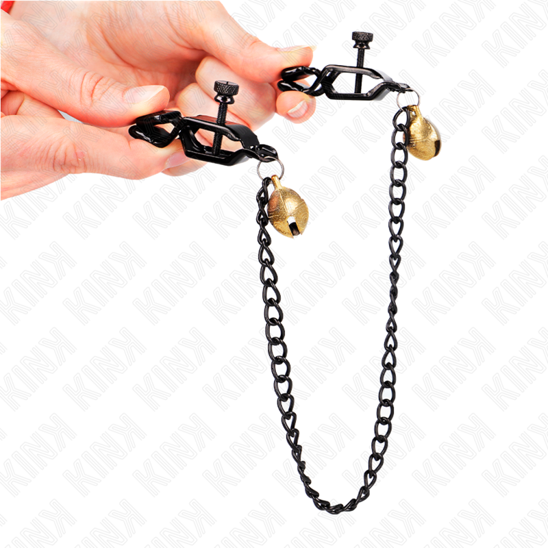 KINK - SILVER 30CM FLAT CHAIN ​​&amp; BELL NIPPLE CLAMPS