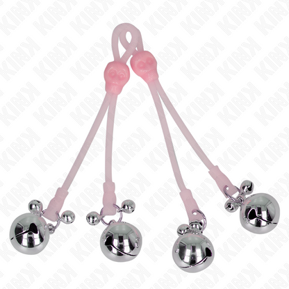 KINK - PINZE PER CAPEZZOLI TESCHIO LUMINOSO CON ANELLO CAMPANELLI REGOLABILI ROSA/ARGENTO