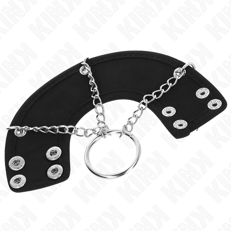 KINK - ANELLO PER PENE CATENA 4 CM METALLO 7 CM CON CINTURA IN PELLE - KINK RING POWER | Lingerie Harness Boutique