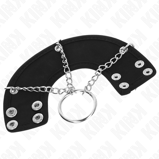 KINK - ANELLO PER PENE CATENA 4 CM METALLO 7 CM CON CINTURA IN PELLE - KINK RING POWER | Lingerie Harness Boutique