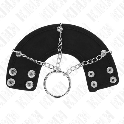 KINK - ANELLO PER PENE CATENA 4 CM METALLO 7 CM CON CINTURA IN PELLE - KINK RING POWER | Lingerie Harness Boutique