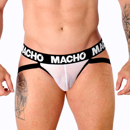 MACHO - MX26X1 JOCK GRID BIANCO XL - MACHO UNDERWEAR | Lingerie Harness Boutique