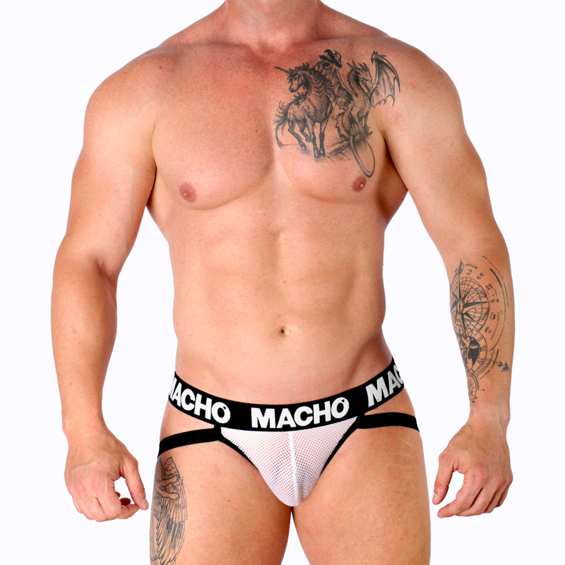 MACHO - MX26X1 JOCK GRID BIANCO XL - MACHO UNDERWEAR | Lingerie Harness Boutique
