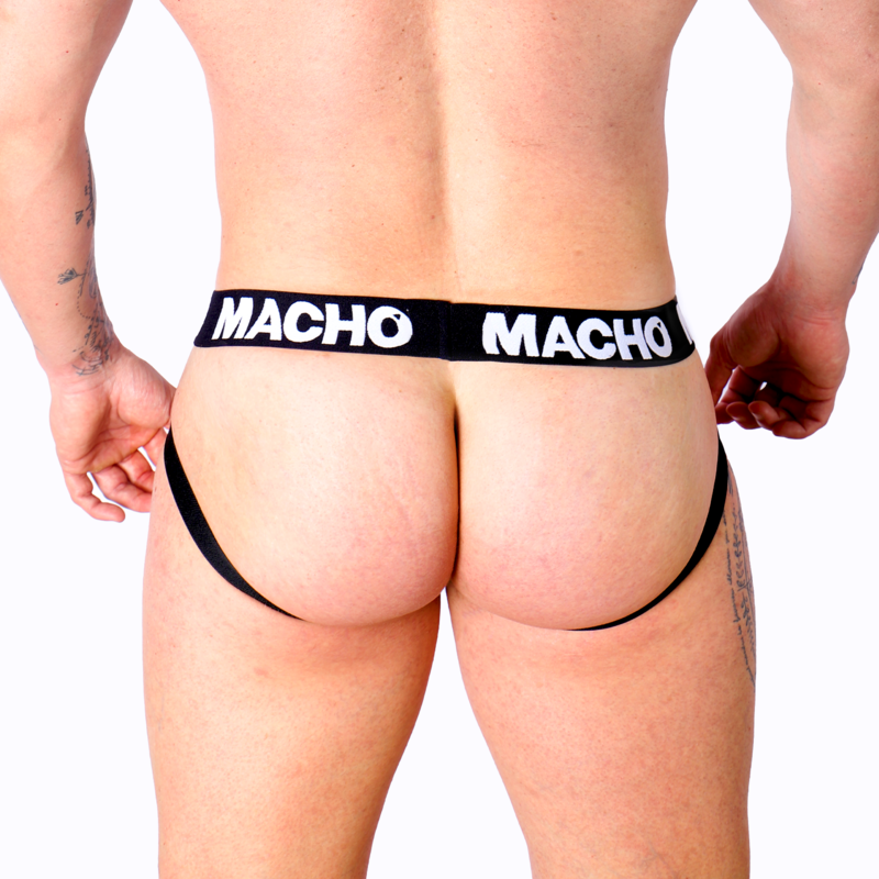 MACHO - MX27GR JOCK IN PELLE GRIGIO BEIGE XL - MACHO UNDERWEAR | Lingerie Harness Boutique