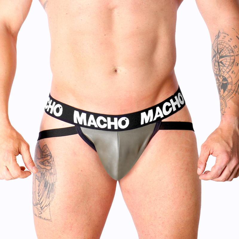 MACHO - MX27GR JOCK LEATHER GRAY BEIGE S