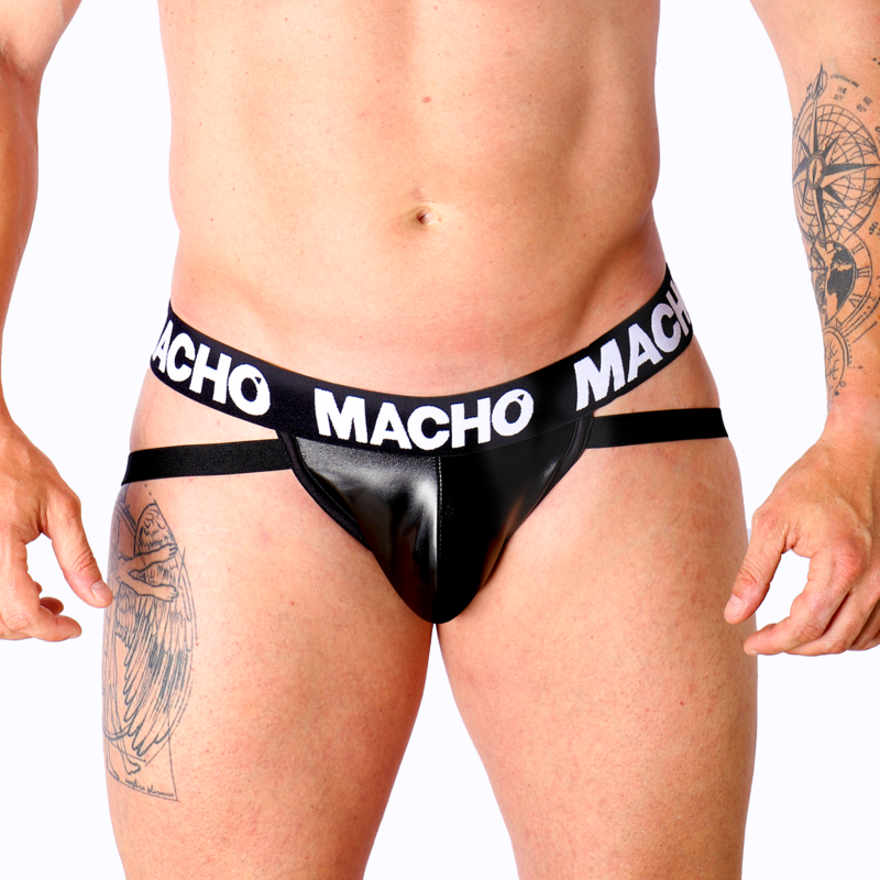 MACHO - MX25NC JOCK NERO PELLE XL - MACHO UNDERWEAR | Lingerie Harness Boutique