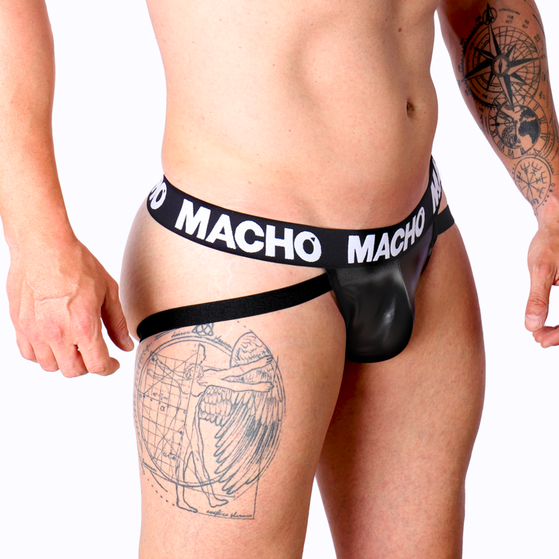 MACHO - MX25NC JOCK NERO PELLE XL - MACHO UNDERWEAR | Lingerie Harness Boutique