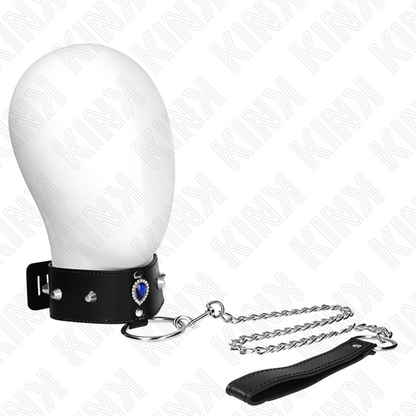 KINK - COLLANA 65 CM CON CINTURINO CON DIAMANTI BLU REGOLABILE 36-43 CM X 5 CM - KINK COLLAR & GAG | Lingerie Harness Boutique