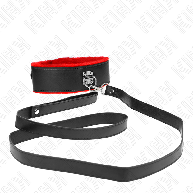 KINK - 116CM BELT NECKLACE WITH ADJUSTABLE RED LEATHER STRAP 40-48CM X 6CM