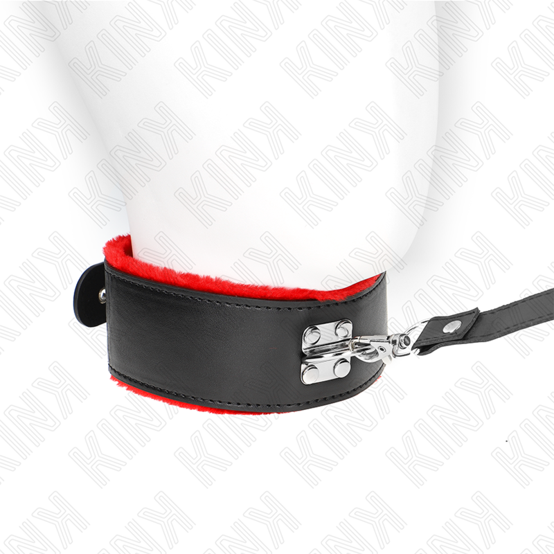 KINK - COLLANA CON CINTURA 116 CM CON CINTURINO IN PELLE ROSSO REGOLABILE 40-48 CM X 6 CM - KINK COLLAR & GAG | Lingerie Harness Boutique