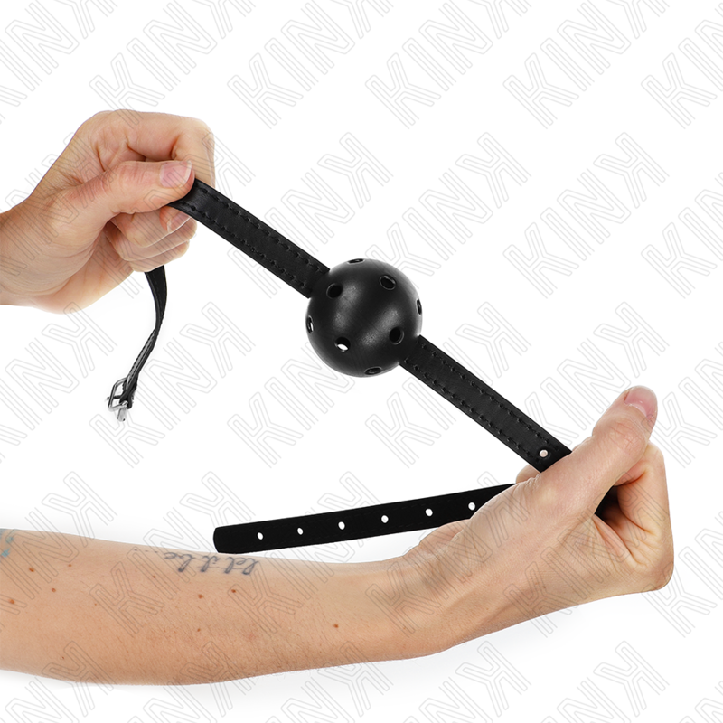 KINK - SIMPLICITY PALLA TRASPIRANTE NERA 4,5 CM BAVAGLIO 62 x 1,5 CM - KINK COLLAR & GAG | Lingerie Harness Boutique