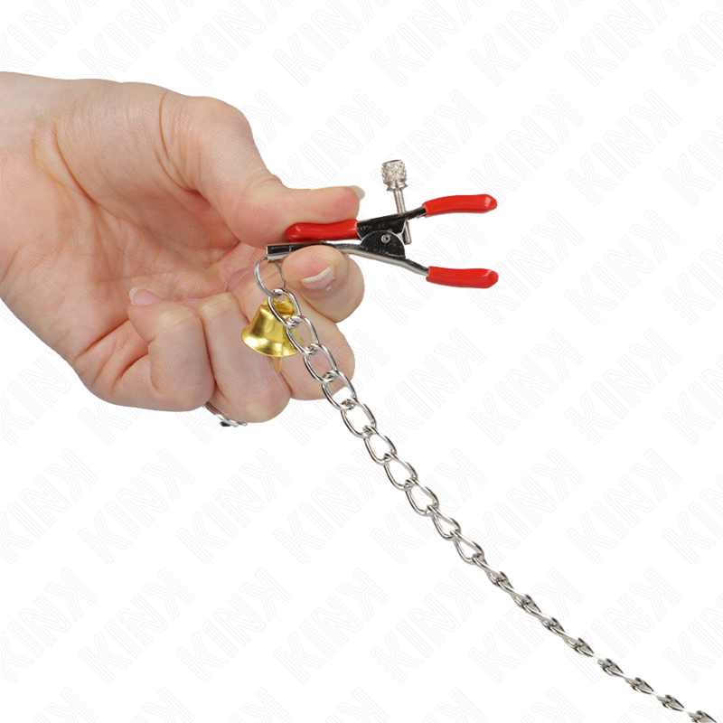 KINK - MORSETTI PER CAPEZZOLI TRIPLI E CLIT ROSSO CON CATENA 30 CM - Lingerie Harness Boutique | Lingerie Harness Boutique