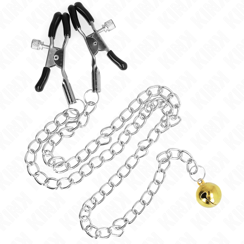 KINK - PINZE PER CAPEZZETTI A CATENA CON CAMPANA 30 CM - KINK COLLAR & GAG | Lingerie Harness Boutique