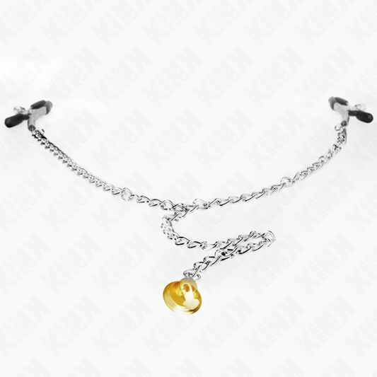 KINK - PINZE PER CAPEZZOLI A CATENA CON PENDENTE IN CORNO 30 CM - Lingerie Harness Boutique | Lingerie Harness Boutique