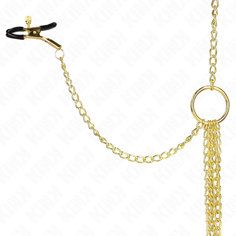 KINK - 4 MORSETTI PER CAPEZZOLI E CLIT REGOLABILI ORO - KINK COLLAR & GAG | Lingerie Harness Boutique
