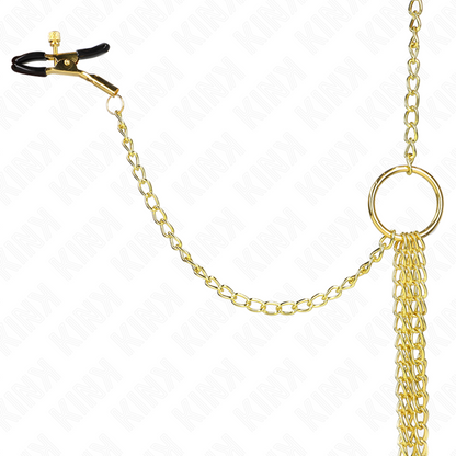 KINK - 4 MORSETTI PER CAPEZZOLI E CLIT REGOLABILI ORO - KINK COLLAR & GAG | Lingerie Harness Boutique