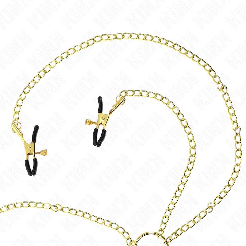 KINK - 4 MORSETTI PER CAPEZZOLI E CLIT REGOLABILI ORO - KINK COLLAR & GAG | Lingerie Harness Boutique