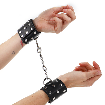 KINK - WRIST RESISTANCE WITH SNAP CLOSURE COMPLETE WITH RIVETS BLACK ADJUSTABLE 19-24 CM X 5.5 CM