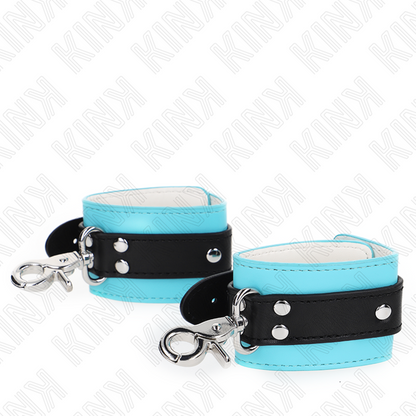 KINK - RESISTENZA DA POLSO PREMIUM CON SERRATURA NERO / BLU REGOLABILE 21-28 CM X 5,5 CM - KINK COLLAR & GAG | Lingerie Harness Boutique