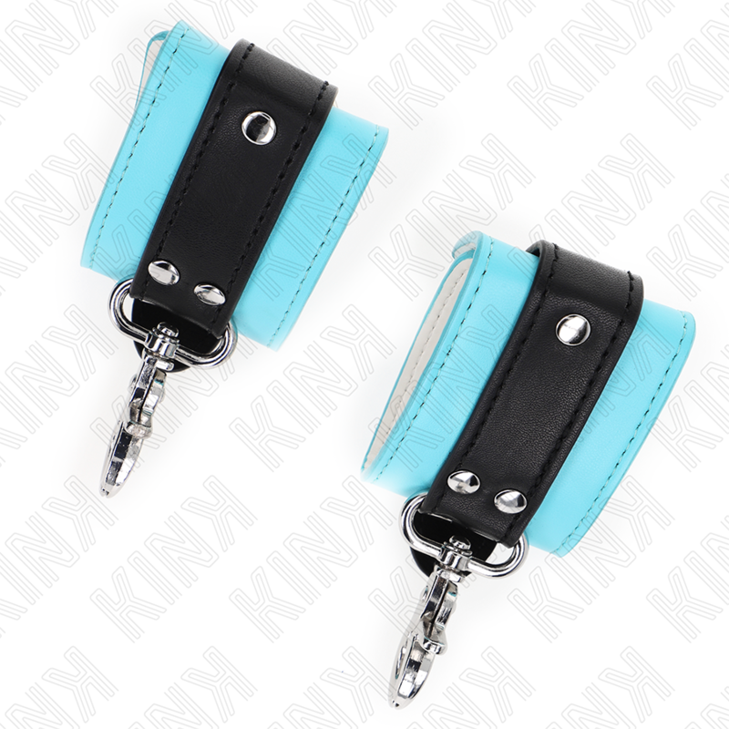 KINK - RESISTENZA DA POLSO PREMIUM CON SERRATURA NERO / BLU REGOLABILE 21-28 CM X 5,5 CM - KINK COLLAR & GAG | Lingerie Harness Boutique