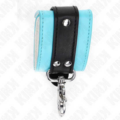 KINK - RESISTENZA DA POLSO PREMIUM CON SERRATURA NERO / BLU REGOLABILE 21-28 CM X 5,5 CM - KINK COLLAR & GAG | Lingerie Harness Boutique