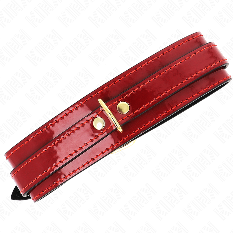 KINK - COLLANA REGOLABILE ROSSO VINO CON DETTAGLI ORO 29-42,5 CM X 4 CM - KINK COLLAR & GAG | Lingerie Harness Boutique