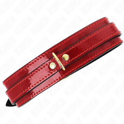 KINK - COLLANA REGOLABILE ROSSO VINO CON DETTAGLI ORO 29-42,5 CM X 4 CM - KINK COLLAR & GAG | Lingerie Harness Boutique