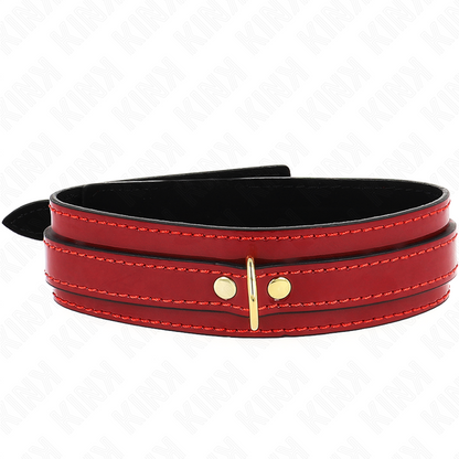 KINK - COLLANA REGOLABILE ROSSO VINO CON DETTAGLI ORO 29-42,5 CM X 4 CM - KINK COLLAR & GAG | Lingerie Harness Boutique