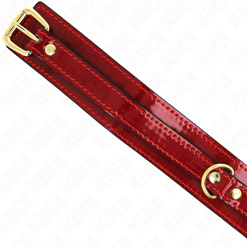 KINK - COLLANA REGOLABILE ROSSO VINO CON DETTAGLI ORO 29-42,5 CM X 4 CM - KINK COLLAR & GAG | Lingerie Harness Boutique