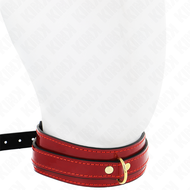 KINK - COLLANA REGOLABILE ROSSO VINO CON DETTAGLI ORO 29-42,5 CM X 4 CM - KINK COLLAR & GAG | Lingerie Harness Boutique