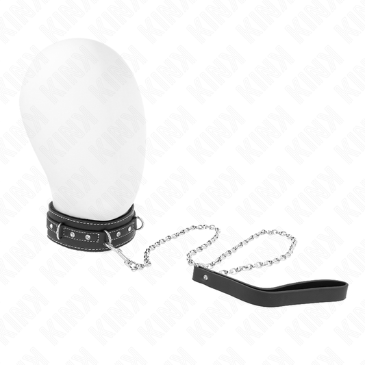 KINK - PVC LEATHER NECKLACE WITH 105 CM BELT RHINESTONE RIVET 41.5 X 4 CM