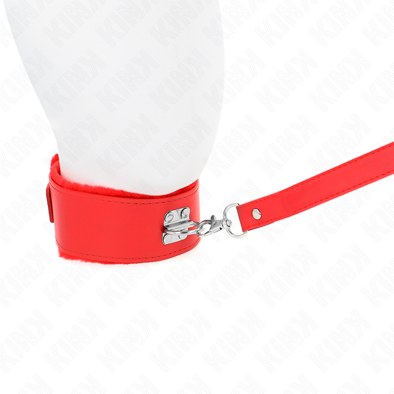 KINK - 116CM SILVER STUDDED LEASH NECKLACE MODEL 4 RED ADJUSTABLE 40-48CM X 6CM