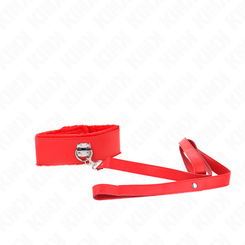 KINK - COLLANA CON GUINZAGLIO 116 CM CON BORCHIE IN ARGENTO MODELLO 4 ROSSO REGOLABILE 40-48 CM X 6 CM - KINK IMPACT & TOUCH | Lingerie Harness Boutique