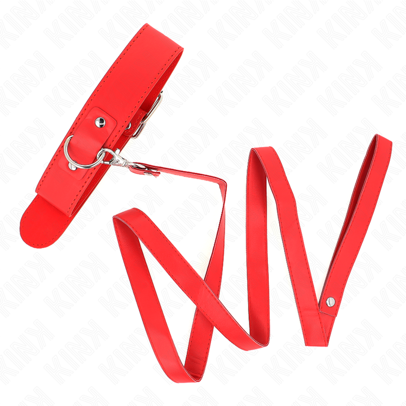 KINK - COLLANA CON CINTURA 116 CM ROJO CINTURINO REGOLABILE 32-50 CM X 8 CM - KINK COLLAR & GAG | Lingerie Harness Boutique