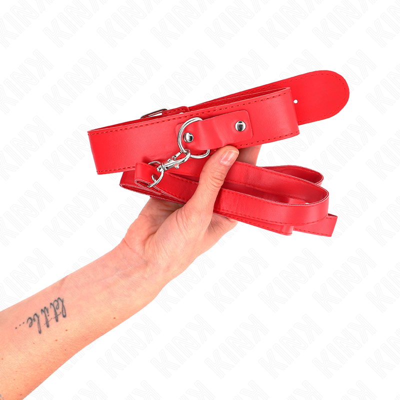 KINK - COLLANA CON CINTURA 116 CM ROJO CINTURINO REGOLABILE 32-50 CM X 8 CM - KINK COLLAR & GAG | Lingerie Harness Boutique