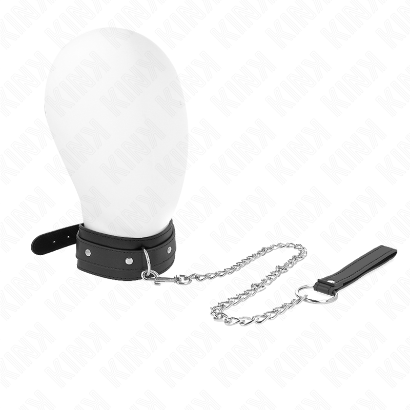 KINK - COLLANA CON GUINZAGLIO 65 CM 1 ANELLO REGOLABILE 38-49 CM X 5 CM - KINK COLLAR & GAG | Lingerie Harness Boutique
