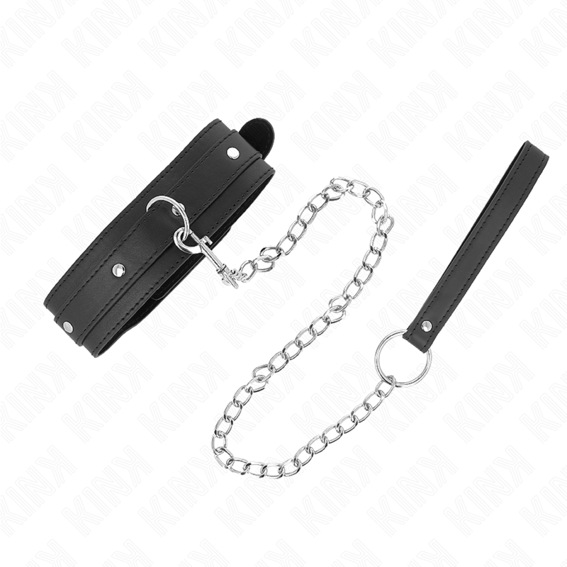 KINK - COLLANA CON GUINZAGLIO 65 CM 1 ANELLO REGOLABILE 38-49 CM X 5 CM - KINK COLLAR & GAG | Lingerie Harness Boutique