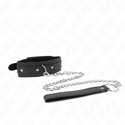 KINK - COLLANA CON GUINZAGLIO 65 CM 1 ANELLO REGOLABILE 38-49 CM X 5 CM - KINK COLLAR & GAG | Lingerie Harness Boutique
