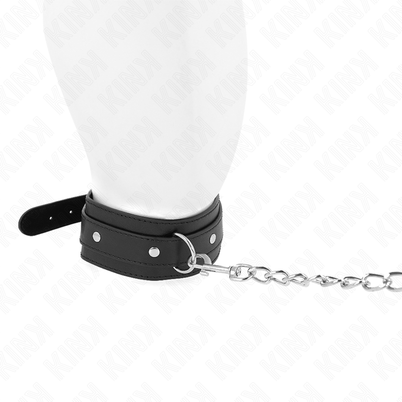 KINK - COLLANA CON GUINZAGLIO 65 CM 1 ANELLO REGOLABILE 38-49 CM X 5 CM - KINK COLLAR & GAG | Lingerie Harness Boutique