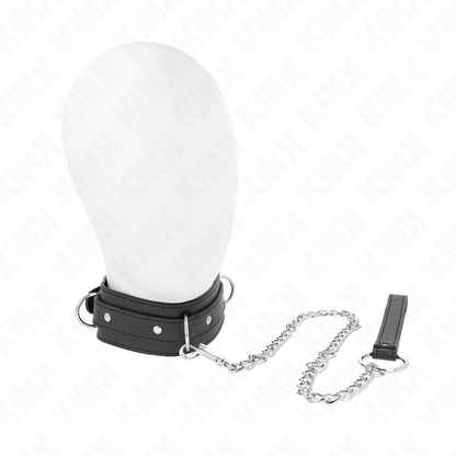 KINK - COLLANA CON GUINZAGLIO 65 CM MODELLO 3 ANELLI 1 REGOLABILE 38-49 CM X 5 CM - KINK COLLAR & GAG | Lingerie Harness Boutique
