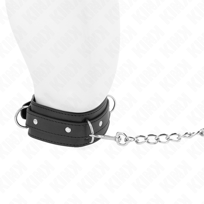 KINK - COLLANA CON GUINZAGLIO 65 CM MODELLO 3 ANELLI 1 REGOLABILE 38-49 CM X 5 CM - KINK COLLAR & GAG | Lingerie Harness Boutique