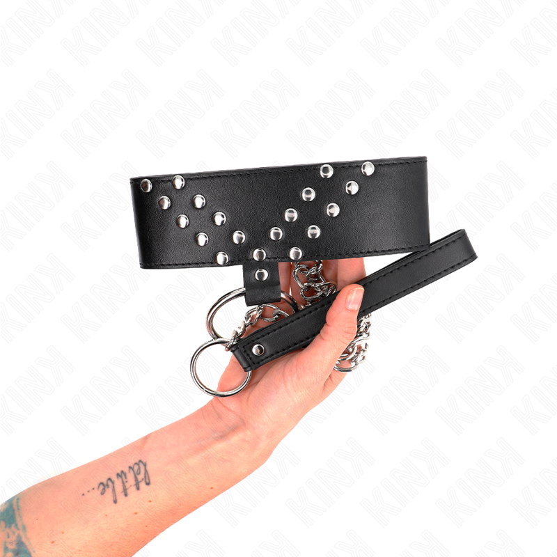 KINK - 65CM BELT NECKLACE WITH ADJUSTABLE V-RIVET 36-43CM X 5CM