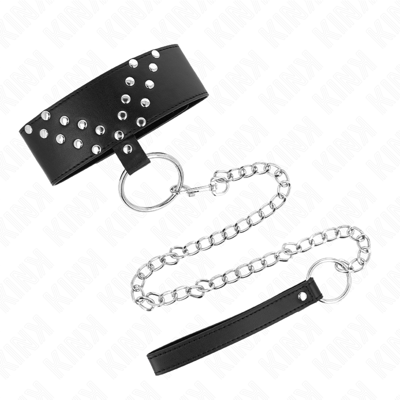 KINK - COLLANA CON CINTURA 65 CM CON RIVETTO A V REGOLABILE 36-43 CM X 5 CM - KINK COLLAR & GAG | Lingerie Harness Boutique