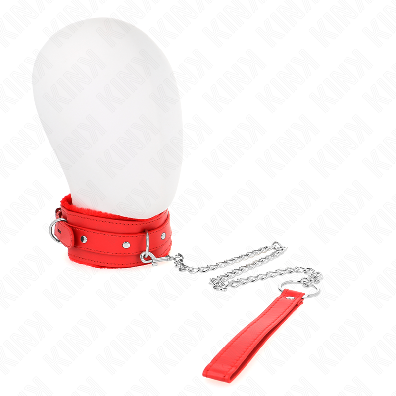 KINK - COLLARE CON GUINZAGLIO 65 CM CON RESTRIZIONI ROSSO 36-42 CM X 5,5 CM - KINK COLLAR & GAG | Lingerie Harness Boutique