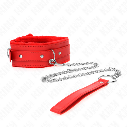 KINK - COLLARE CON GUINZAGLIO 65 CM CON RESTRIZIONI ROSSO 36-42 CM X 5,5 CM - KINK COLLAR & GAG | Lingerie Harness Boutique
