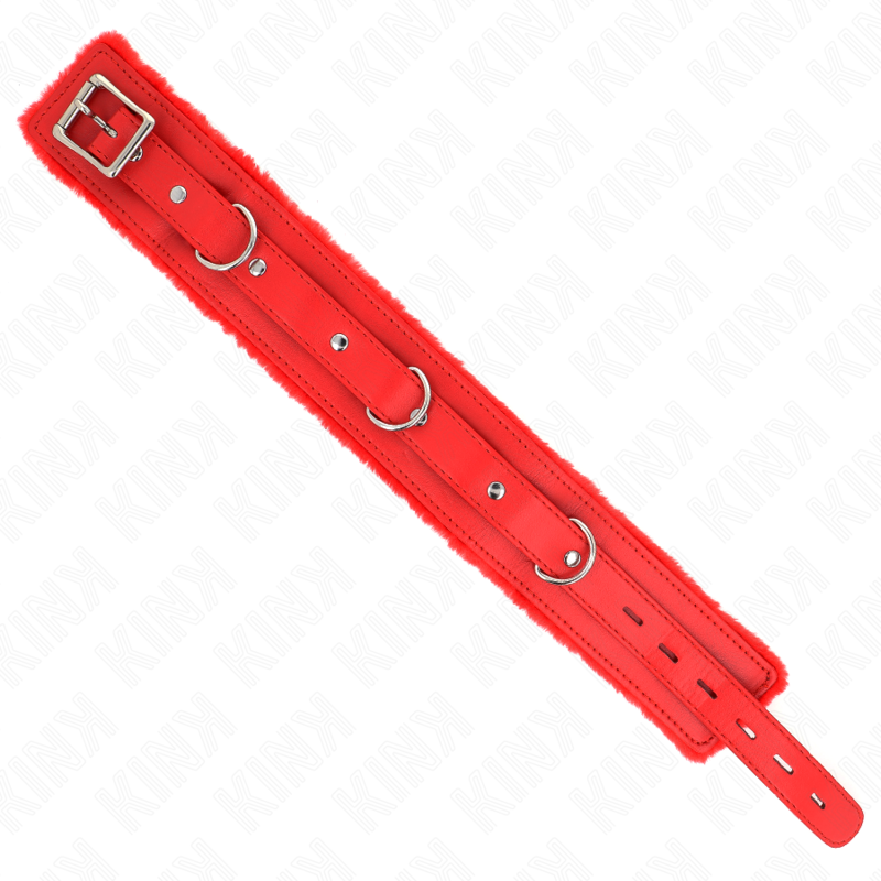 KINK - COLLARE CON GUINZAGLIO 65 CM CON RESTRIZIONI ROSSO 36-42 CM X 5,5 CM - KINK COLLAR & GAG | Lingerie Harness Boutique