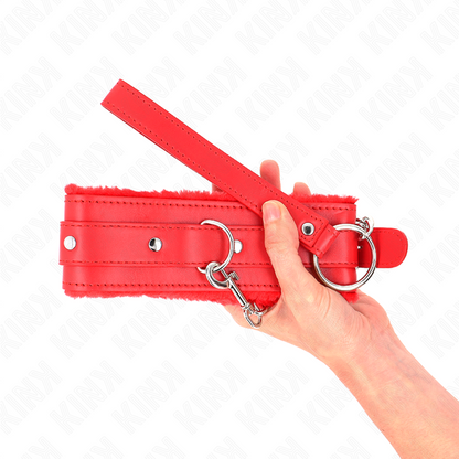 KINK - COLLARE CON GUINZAGLIO 65 CM CON RESTRIZIONI ROSSO 36-42 CM X 5,5 CM - KINK COLLAR & GAG | Lingerie Harness Boutique
