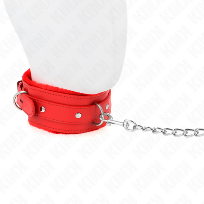 KINK - COLLAR WITH LEASH 65 CM WITH RESTRICTIONS RED 36-42 CM X 5.5 CM